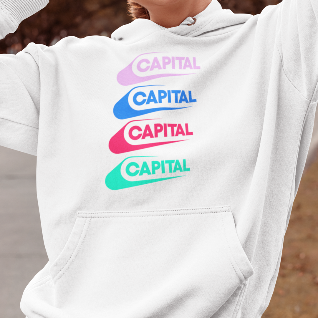 Capital Stacked White Unisex Hoodie