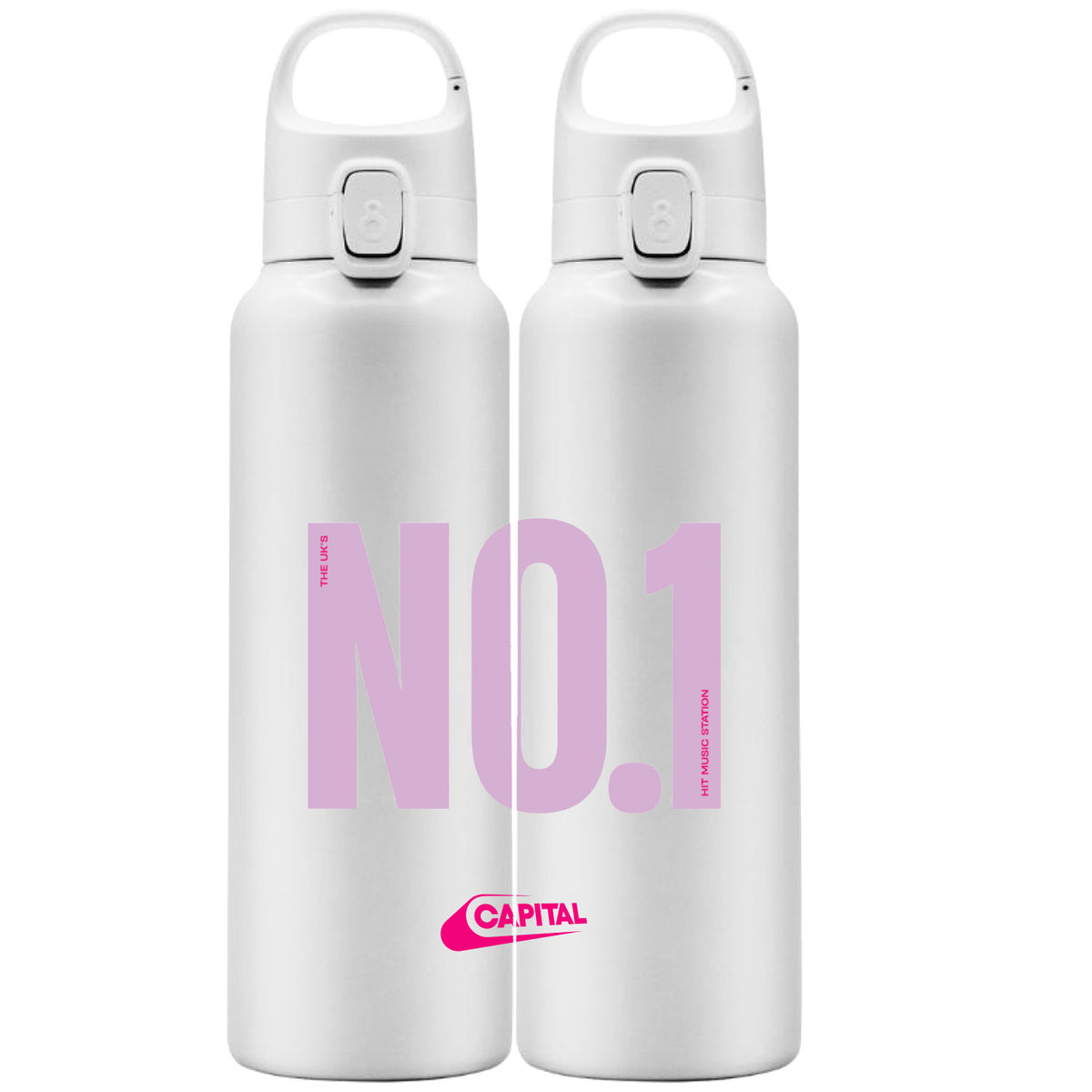 Capital No.1 Pink White Water Bottle