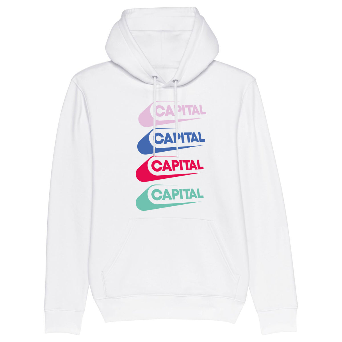 Capital Stacked White Unisex Hoodie